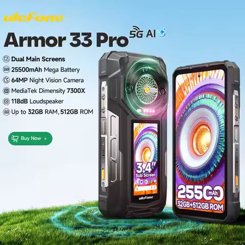 【World Premiere】Ulefone Armor 33 Pro 5G Rugged Phone 25500 mAh 512GB ROM 120Hz 6.59”3.4" Rear Screen