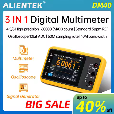 ALIENTEK DM40 3 in 1 Multimeter Signal Generator 50M Sample rate ACDC Voltage Diode Handheld Digital