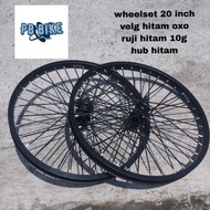 SIMZET_SHOP wheelset black rims OXO size 20 inch alloy rims front and rear rims bicycle wheels ready