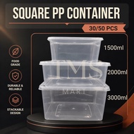 SQ1500/SQ5/SQ7 Square Container 30/50 Pcs TEKA 1500/2000/3000 PP Disposable Plastic Food Container/B