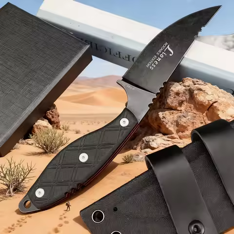 V040 Outdoor Camping Hunting Self Defense Knife 8Cr13Mov Wilderness Survival Utility Straight Knife 