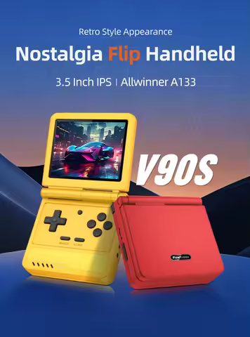 POWKIDDY V90S Retro Flip 3.5 Inch 4:3 640*480 HD IPS Screen Handheld Game Console A133Plus Vibration