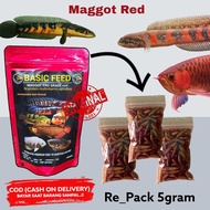 5gram red maggot kering | makanan ikan | pakan ikan | pelet ikan | ikan arwana super red golden red