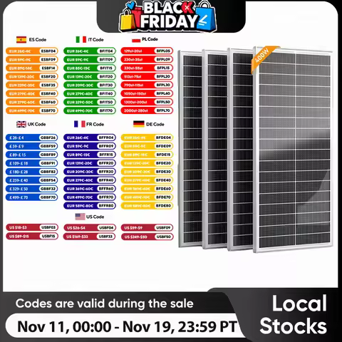 WERCHTAY 400W 12V 12BB Solar Cell Monocrystalline Solar Panel High Efficiency Solar Module Charge Ba