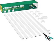 Delamu Cord Hider, 100in Self-Adhesive Cord Cover Kit for Wall Mounted TV, Paintable Wire Hider, Fle