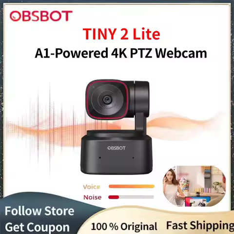 OBSBOT Tiny 2 Lite PTZ 4K HD Beauty Webcam With AI Tracking & Auto Framing Dynamic 60 FPS For Live S