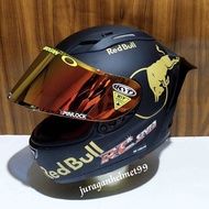 helm full face kyt rc seven black doff paket ganteng red bull