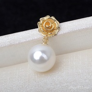 Pendant diy Chain 18K Flower Female Pearl Pendant 7-14 Gold Rose Pendant AU750 Empty Holder 2876 Acc