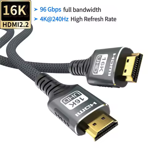 16K HDMI 2.2 Cable 96Gbps High-Speed Supports 8K@60Hz 4K@240Hz 2K@360Hz HDR eARC Compatible with HDM