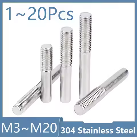 304 Stainless Steel Single End Thread Rod M3 M4 M5 M6 M8 M10~M20 Headless Stud Bolts Screw Tooth Sti