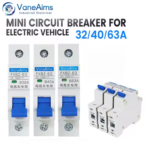 DC MCB DZ47-63 Din Rail Mount Circuit Breaker 24V 48V 96V 32A 40A 63A Power Switch Protector For Bat