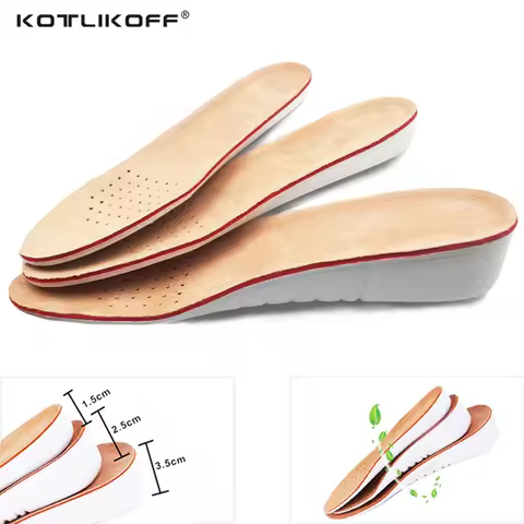 KOTLIKOFF Leather Insoles Height Increase insole Pigskin shoe pad inserts foot care pad Shoe accesso