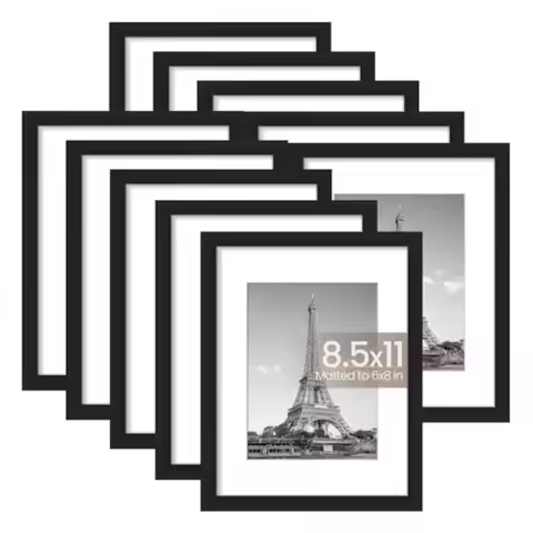 Picture Frame Set of 10 Display Pictures 6x8 with Mat or Without Multi Photo Frames Collage for Wall