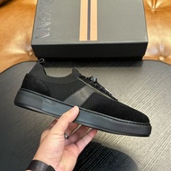 FJ3Q Zegn'''@ Men's Casual Sports Shoes Lace-up Mesh Breathable Running Shoes New leather driving tr