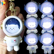 Cartoon Starry Spaceman Bear Night Light Glowing Keychain Cute Space Astronaut Sunset Light Luminous