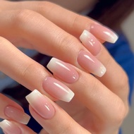 Wear Nails Short Nails Pink White Gradient Manicure Wear Nails Wearable Nails