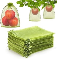 DECYOOL 60 PCS Fruit Protection Bags 6 x 8 inch, Green Fruit Bags for Fruit Trees Fruit Netting Cove