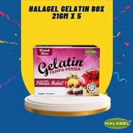 HALAGEL® Edible Halal Gelatin | Unflavored Gelatin | Tanpa Perisa  | Box Bovine 105gm (21g x 5 sache