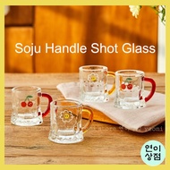 Korean soju handle shot glass 4 set mini soju shot glass drinking glass cup cute soju cup glass