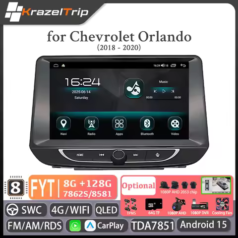 FYT7870 8 Core CarPlay Car Radio for Chevrolet Orlando 2018 - 2020 Touch Screen Backup Camera GPS Na