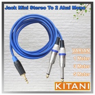 Kabel Audio Jack Audio Mini Stereo 3.5 To 2x Akai 6.5 Mono - KITANI