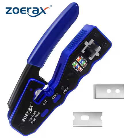 ZoeRax RJ45 Pass Through Crimper Tool, Ethernet Crimper EZ Network Crimping Tool Wire Stripper Cutte