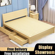 Storage Bed Frame (Free Delivery Installation🚚🔨) Type 002  Solid Wood Queen Bed  Bed Frame With Headboard With Storage Drawer