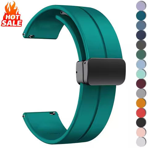 18mm 20mm 22mm Silicone Band for Samsung Galaxy Watch 7 6 5 4 Series Magnetic Bracelet for Huawei Wa