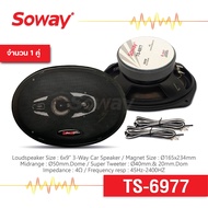 Soway TS-6977 ลำโพงโคแอกเซียล 3 ทาง ขนาด 6x9 นิ้ว แถมฝาครอบ + สายไฟ แท้ 100% เครื่องเสียงติดรถยนต์ ล