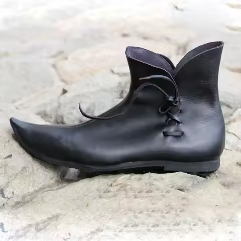 Medieval Carnival Men Knight Hunter Prince Lace Up Viking Pirate PU Leather Boots Women Stage Props 