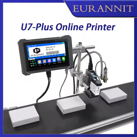 EURANNIT U7-Plus Industrial Online Inkjet Printer 12.7/25.4mm Thermal Inkjet Printer Text QR Code Ba