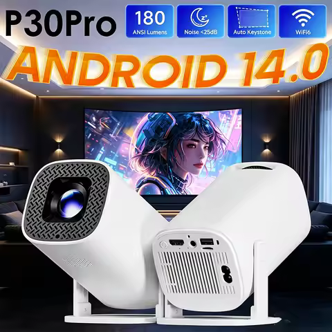 P30PRO Android 14 Smart Mini Projector WiFi6 BT 5.0 Supports 4K 1280 * 720P Supports Screen Mirrorin