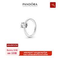 Pandora 925 แหวนเพชร แหวนแฟชั่น แหวนคู่ Sparkling Round Ring เครื่องประดับแฟชั่น ของแท้ 100%