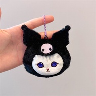 Tas Pouch Gantungan Dompet Koin Bulu Sanrio X Mofusand/ Cute pouch key chain Sanrio X Mofusand Kurom