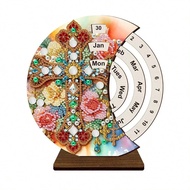 2025 New Style Solar Calendar Menology Perpetual Calendar Wooden Diamond Art Desk Calendar, 5D DIY E