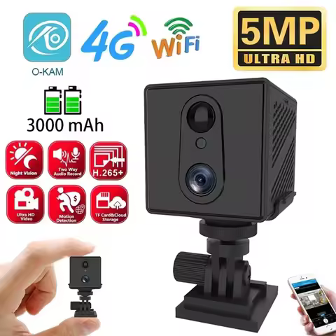 WiFi/4G SIM Card HD Mini Camera 3000mAh 5MP 6X Zoom Wireless Smart IP Camera Two-way Voice Intercom,