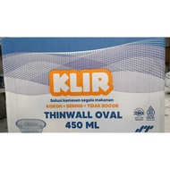 Thinwall Clear Oval 450 ML (1 BOX) Food Container Plastic Container
