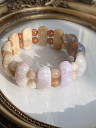 粉紫色系月牙珊瑚玉手牌手串