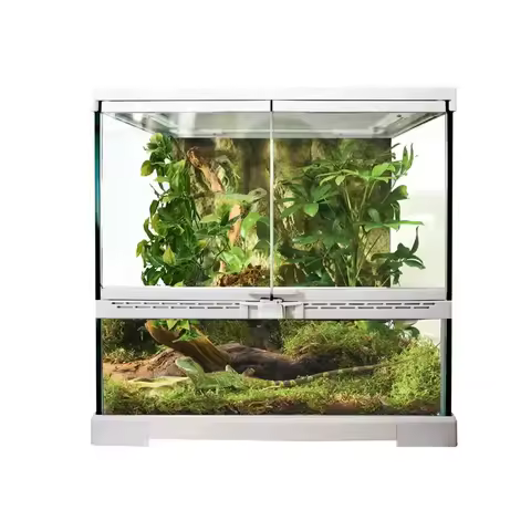 White Glass Terrarium Double Door Rainforest Cage Reptile Habitat Glass Pet Box for Bearded Dragon T