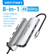 Vention Multiport USB C HUB Type C to USB 3.0 4K 60Hz 5Gbps HDMI VGA PD 100W RJ45 SD TF Network Adap