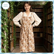 Adfz Floral Print Apron With Suspenders Stain-Resistant Suitable For Flower Shops Cafes Cake Shops A