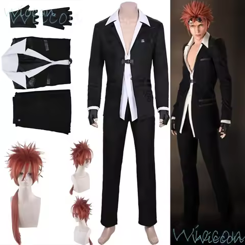 Reno Turks Member Game FFVII Adult Cosplay Fiinal Fantassy VII Re Cosplay FF7 Orange Long Wig Cospla