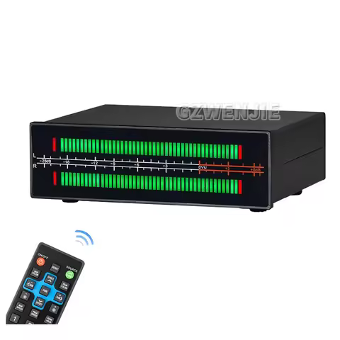 VU56 PRO Dual Channel LED Sound Level Meter MIC+LINE Music Spectrum Visualizer Display Stereo Audio 