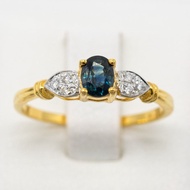 Happy Jewelry แหวนพลอยแกมเพชร เพชรด้านข้างรวมเป็นรูปหัวใจ แหวนเพชรแท้ ทองแท้ 37.5% PL111