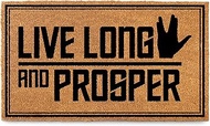 MAINEVENT Live Long and Prosper Door Mat 30x17 Inch, Star Fans Outdoor Decor, Nerd Welcome Mat, Geek