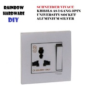 SCHNEIDER VIVACE KB113LS AS 1GANG 3PIN UNIVERSITY SOCKET - ALUMINIUM SILVER