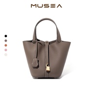 MUSEA New Style Vegetable Basket Bucket Bag Premium TOGO First Layer Cowhide Classic Ladies Handbag
