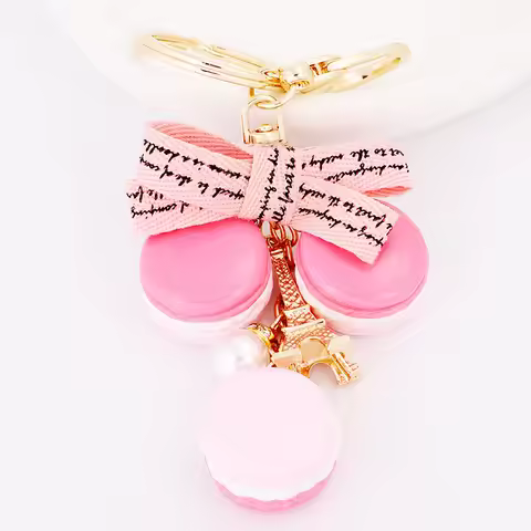 keychain macaroni Key Chain Women Macaroon Bag Charm France LADUREE Macarons Eiffel Tower Keychains 