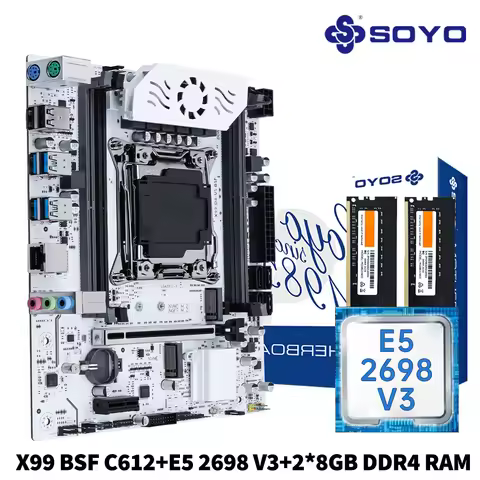 SOYO X99 C612 Motherboard Kit Set with Intel LGA2011-V3 Xeon E5 2698 V3 CPU&Dual-channel DDR4 16GB(8