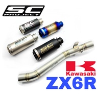SC PROJECT Exhaust Kawasaki ZX6R Long Slip On Tabung Muffler Stainless Pipe Accessories Motor ZX6 63